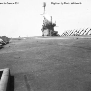 HMS Courageous flight deck as seen from the stern. Photo by Lieutenant John Dennis Greene RN.